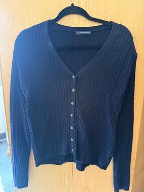 Brandy Melville Navy Cable-Knit Button Cardigan